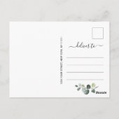 Elegant Eukalyptus Greenery Wedding Save the Date Postkarte (Rückseite)