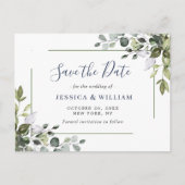 Elegant Eukalyptus Greenery Wedding Save the Date Postkarte (Vorderseite)