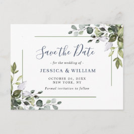 Elegant Eukalyptus Greenery Wedding Save the Date Postkarte