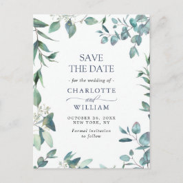 Elegant Eukalyptus Greenery Wedding Save the Date Postkarte