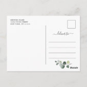 Elegant Eukalyptus Greenery Wedding Save the Date Postkarte (Rückseite)