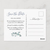 Elegant Eukalyptus Greenery Wedding Save the Date Postkarte (Rückseite)