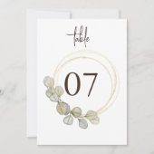 Elegant Eukalyptus Greenery Wedding Tischnummern (Vorderseite)
