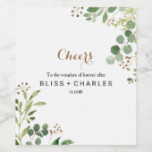 Elegant Eukalyptus Greenery Wedding Wine Labels Weinetikett (Einzelnes Label)