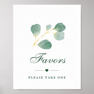 Elegant Eukalyptus Greenery Winter Wedding Favors Poster