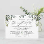 Elegant Eukalyptus Grüne Probe Abendessen Einladung (Stehend Vorderseite)