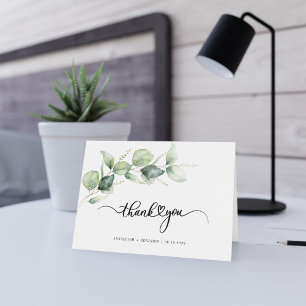Elegant Eukalyptus Hand Lettered Greenery Wedding Dankeskarte