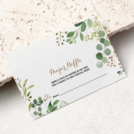 Elegant Eukalyptus Leaf Greenerenery Diaper Raffle Begleitkarte