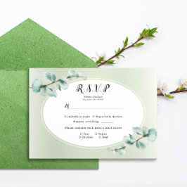 Elegant Eukalyptus leaf Greenerity Wedding RSVP Karte
