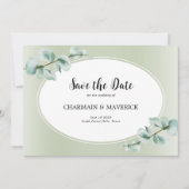 Elegant Eukalyptus leaf Greenerity Wedding Save The Date (Vorderseite)