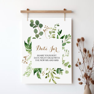 Elegant Eukalyptus Leaf Greenery Datum Jar Sign Poster