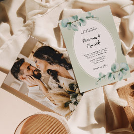 Elegant Eukalyptus leaf Greenery Foto Wedding Einladung