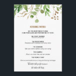 Elegant Eukalyptus Leaf Greenery Kissing Menu<br><div class="desc">Dieses elegante Eukalyptus-Blatt-Kissingmenü ist perfekt für eine tropische Hochzeitsfeier. Das Design zeichnet sich durch kunstvoll handbemalte eukalyptus-grüne Blätter aus,  die in geometrische Formen angeordnet sind und die natürliche Schönheit inspiriere.</div>