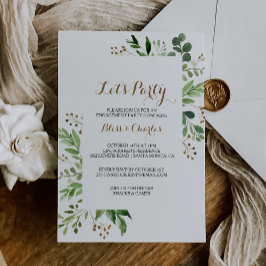 Elegant Eukalyptus Leaf Greenery Let's Party Einladung