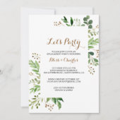 Elegant Eukalyptus Leaf Greenery Let's Party Einladung (Vorderseite)