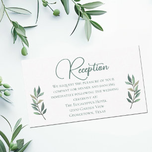 Elegant Eukalyptus Leaf Wedding Reception Details Begleitkarte