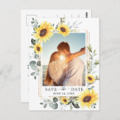 Elegant Eukalyptus Sonnenblumen Hochzeit speichern Postkarte (Vorne/Hinten)