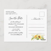 Elegant Eukalyptus Sonnenblumen Hochzeit speichern Postkarte (Rückseite)