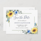 Elegant Eukalyptus Sonnenblumen Hochzeit speichern Postkarte (Vorne/Hinten)