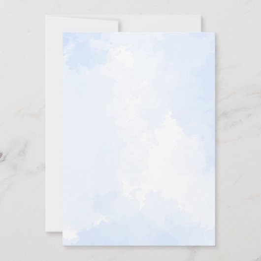 Elegant Eukalyptus und Cross Blue First Communatio Einladung (Rückseite)