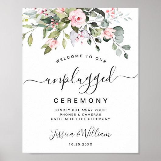 Elegant Eukalyptus Unplugged Wedding Zeremony Poster (Vorne)