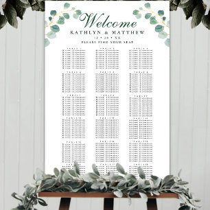 Elegant Eukalyptus Wedding 18 Table Seating Poster