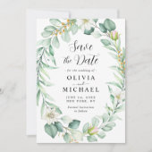 Elegant Eukalyptus Wedding Save the Date Card (Vorderseite)