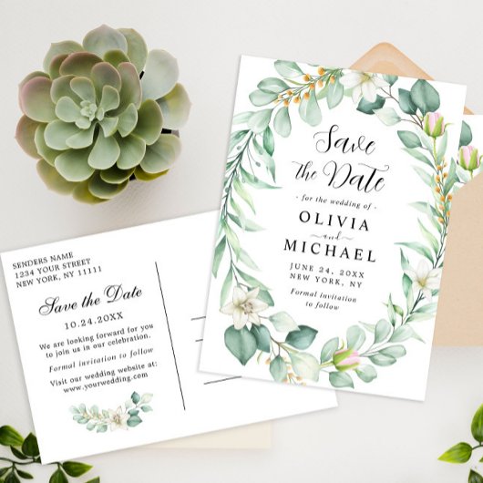Elegant Eukalyptus Wedding Save the Date Card