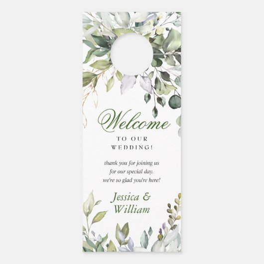 Elegant Eukalyptus Wedding Welcome nicht stören Türanhänger (Rückseite)