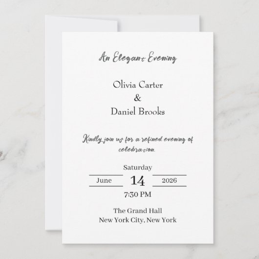 Elegant Evening Classic Wedding Invitation Einladung (Vorderseite)