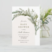 Elegant Evergreen Arch Baby Shower Einladung (Stehend Vorderseite)