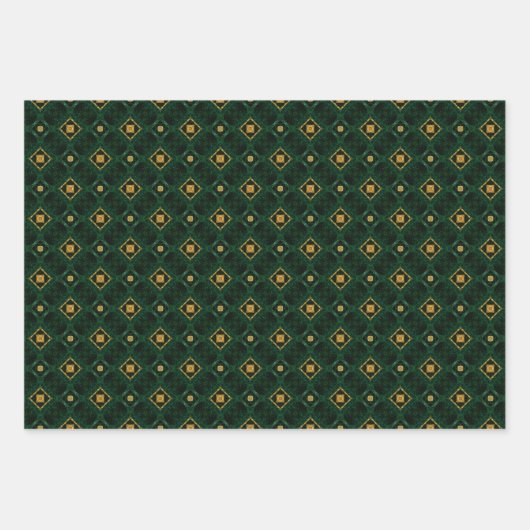 Elegant Evergreen Emerald Green und Gold Geschenkpapier Set (Vorderseite 3)