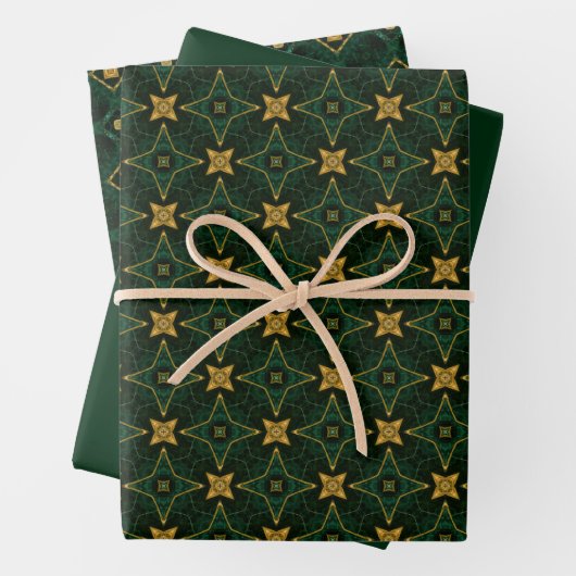 Elegant Evergreen Emerald Green und Gold Geschenkpapier Set (Beispiel)