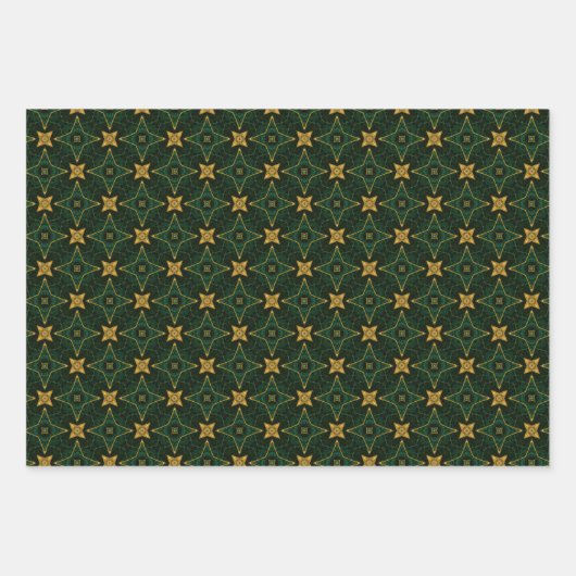 Elegant Evergreen Emerald Green und Gold Geschenkpapier Set (Vorderseite)