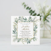 Elegant Evergreen Eucalyptus Christlich Wedding Einladung (Stehend Vorderseite)