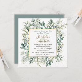 Elegant Evergreen Eucalyptus Christlich Wedding Einladung