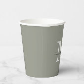 Elegant Evergreen Fog Script Monogram Pappbecher (Rechts)