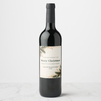 Elegant Evergreen Gold Christmas Wine Label Weinetikett