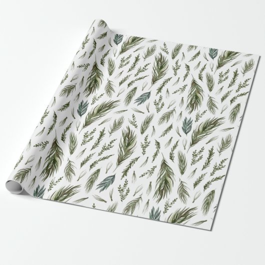 Elegant Evergreen Winter Botanical Geschenkpapier (Ungerollt)
