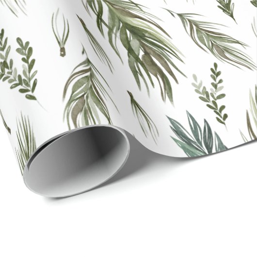 Elegant Evergreen Winter Botanical Geschenkpapier (Rolleneckpunkt)