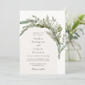 Elegant Evergreen Winter Greenerity Wedding Einladung (Stehend Vorderseite)