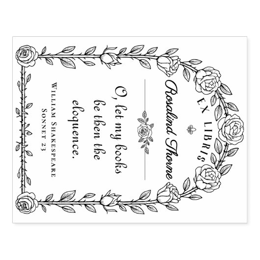 Elegant Ex Libris Library Zitat botanisch Gummistempel (Prägung)