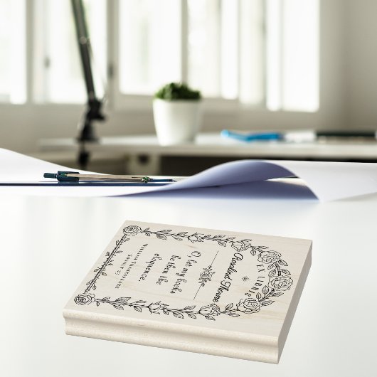 Elegant Ex Libris Library Zitat botanisch Gummistempel