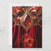Elegant Exotic Geburtstag Rich Red Gold Jewel Einladung (Vorderseite)