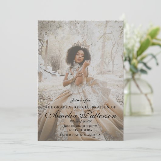 Elegant Extravagant mit Foto Abschluss Celebration Einladung (Stehend Vorderseite)