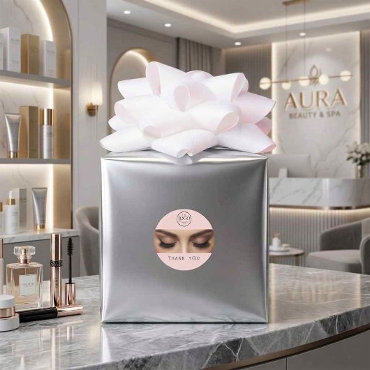 Elegant Eyelash Extension Makeup Artist Logo Runder Aufkleber