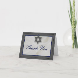 Elegant Fabric Bar Mitzvah Dankeschön Card Gray Dankeskarte