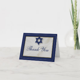 Elegant Fabric Bar Mitzvah Dankeschön Card Navy Dankeskarte