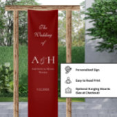 Elegant Fabric Wedding Welcome Banner - Ruby Red