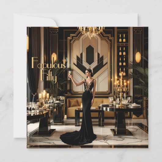 Elegant Fabulous 50. 1920er Art Deko Frau Einladung (Vorderseite)